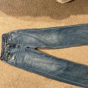 American Eagle AE Skater Jean 2 Long Baggy Loose Wide Leg Distressed Jeans